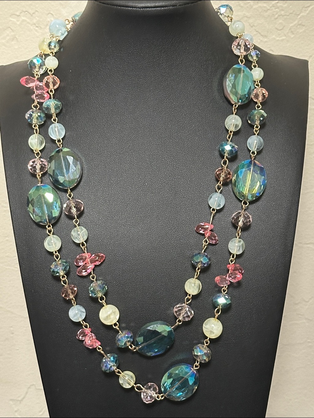 Jules B Multicolor Single-Strand Faceted Glass Bead Link Necklace NEW